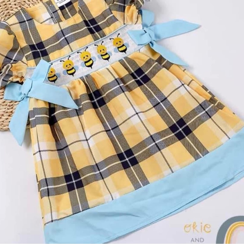 Honeydew USA Yellow and Blue Plaid Kids Dress